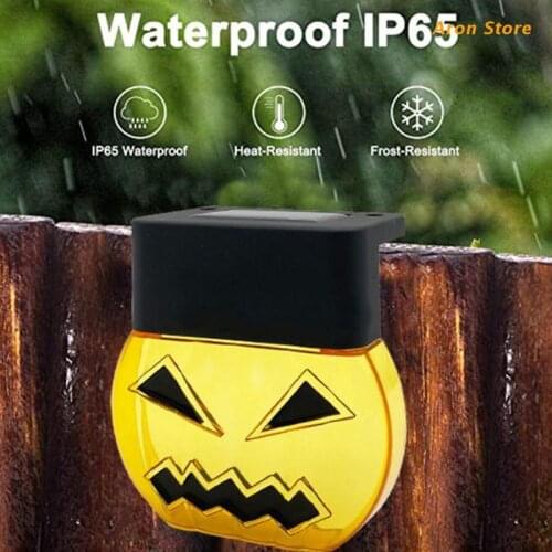 Halloween Decorative Pumpkin Shape Design Fence Lamp Waterproof Courtyard Garden Landscape Solar Operated Decorative Lighting
