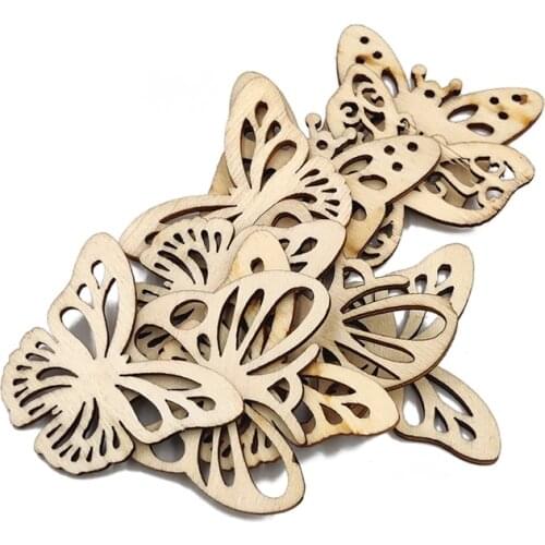 10pcs 2inch Wood Butterfly Embellishment Slices Cutout Crafts for Card Making Scrapbooking DIY Wood Art Wedding Decorations