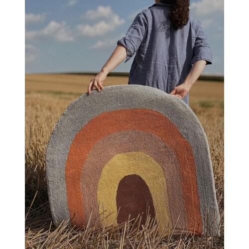 Children Semicircle Rugs Baby Crawling Fluffy Thicken Water-absorption Non-slip Bed Room Entrance Door Chair Decor Ground Mat