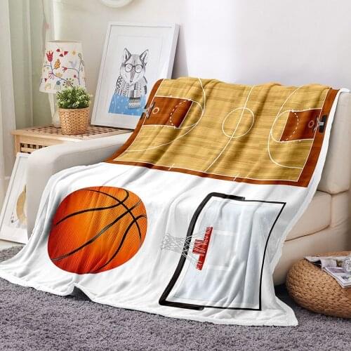 Baby Adult Soft Sports Basketball Court Printed Flannel Blanket Comfortable Breathable Material Suitable for Sofa Bedroom Bed