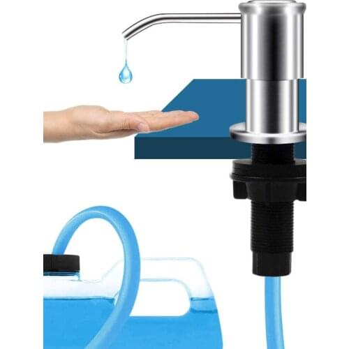 Bathroom Sink Soap Dispenser Brushed Nickel Countertop Kitchen Sink Dispenser Pump Silicone Extension Tube Liquid Soap Dispenser
