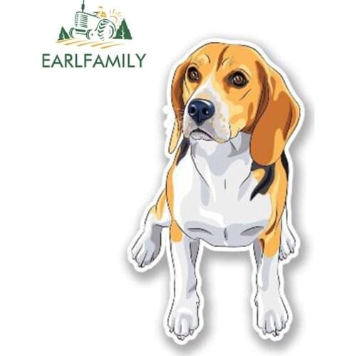 EARLFAMILY 13cm x 8cm Cartoon Beagle Dog Decal Personality Car Styling Cute Animal Car Sticker Vinyl DIY Waterproof Graphic