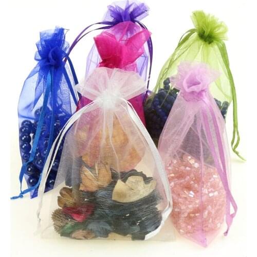 Ferimo 100pcs Plain bundle pocket 9 * 12 cm multicolor mixed with root yarn gift bag jewelry yarn bag