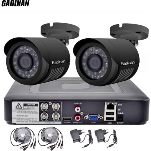 GADINAN 4CH AHD 1080N DVR with 2PCS 720P/960P/1080P Optional Weatherproof Bullet CCTV Home Surveillance Camera System DVR Kit