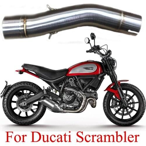 For Ducati Scrambler 51mm Silencer Stainless Steel Motorcycle Exhaust Middle Link Pipe Round Muffler Moto Escape Tube