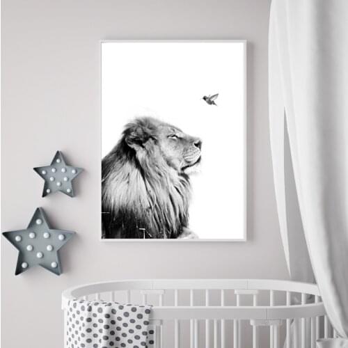 Lion Nursery Animal Print Minimalist Art Canvas Painting Nordic Poster Baby Room Wall Art Picture for Living Room Home Decor