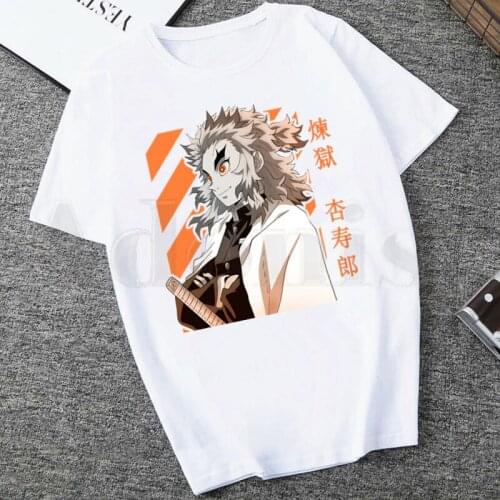 Kimetsu No Yaiba Rengoku Harajuku Demon Slayer Short Sleeve Female Tops Tees Harajuku Vogue VintageT Shirts Womens T-shirt