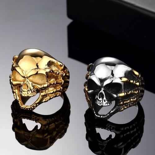 MIQIAO Stainless Steel Titanium Skull Punk Viking Vintage Rings for Men Women Couple Friends Gift Fashion Jewelry Bague Hip Hop