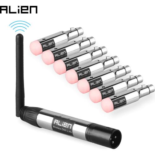 ALIEN 2.4G ISM DMX512 Dfi Controller Rechargeable Wireless Receiver Built-in Battery Transmitter 3 Pin XLR for DMX Stage Lights
