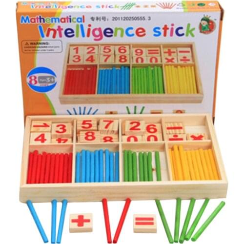 Colorful Bamboo Counting Sticks Baby Toy Montessori Teaching Aids Counting Rod Kindergarten Mathematics Learning Монтессори