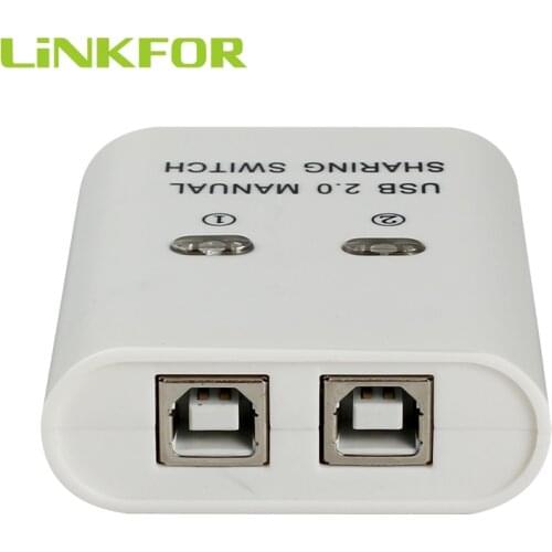 LiNKFOR Mini Manual Share Switch USB 2.0 2 Way Port Splitter 1 Printer Device to 2 PCs USB 2.0 Sharing Switch Adapter For Window
