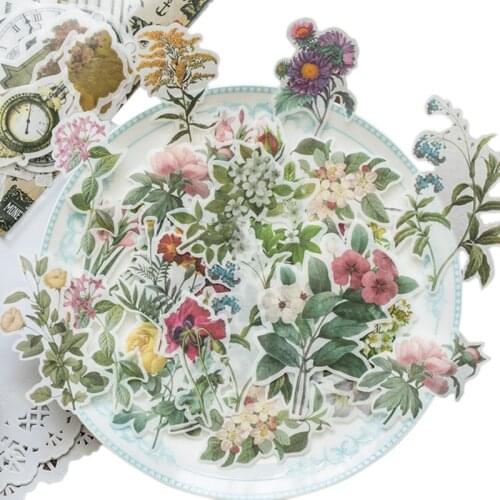 60pcs/lot Retro Sticker Old Thing Various Special Shaped Decoration Paper Sticker DIY Album Flower Plants Label Diary School