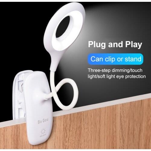Desk Lamp USB Rechargeable Table Lamp With Clip Bed Reading Book Night Light LED Desk Lamp Table Eye Protection 3 Color Modes