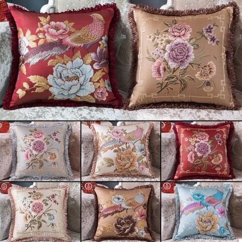 58*58cm 48*48cm Luxury Retro European-style Pillowcase Pastoral Style Floral Embroidery Cushion Covers Sofa Couch Bed Decor