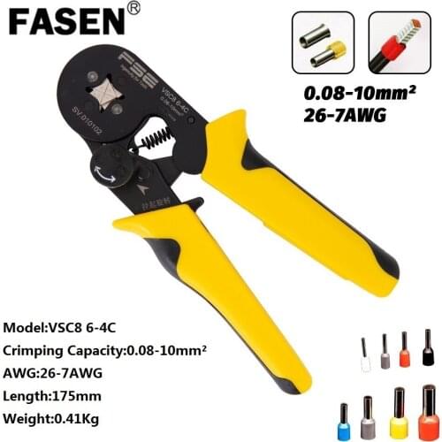 Hand Tool HSC 8 6-4C 0.08-10mm² 26-7AWG Adjustable Precise Crimp Pliers Tube Bootlace Terminal Crimping VSC8 6-4C