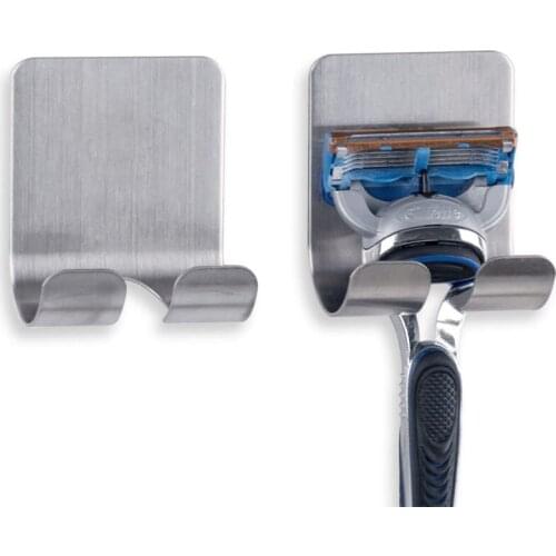 Self Adhesive Stainless Steel Razor Holder Shaver Hook Hanger Stand Shelf Shaving Razor Storage Rack Bathroom Hook Organizer