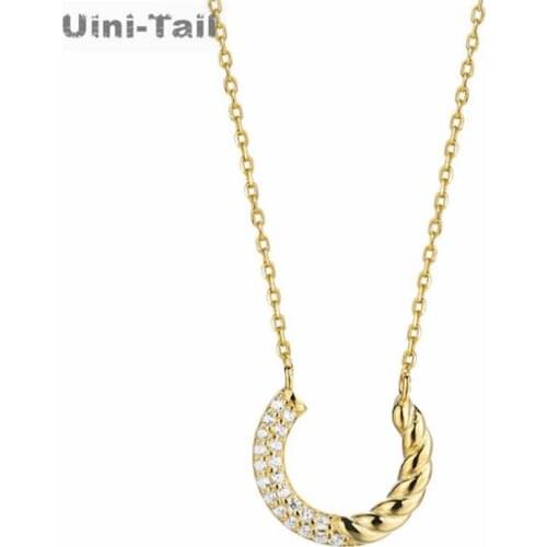 Uini-Tail hot new 925 sterling silver exquisite U-shaped micro-inlaid necklace fashion trend sweet romantic girl jewelry JK059