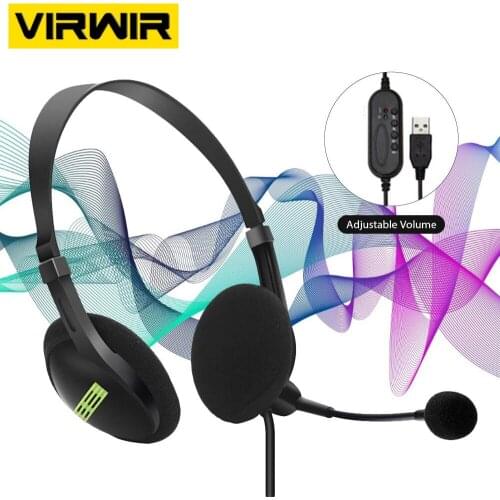 1.8M USB Headset With HD Mic For PC Multi-Key Control 3.5mm Call Center Wired Headphones HD Microphone For PC Laptop Computer