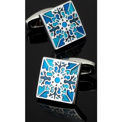 XK270 High quality mens shirts Cufflinks Blue Golden pattern Cufflinks gentlemen garment accessories gifts
