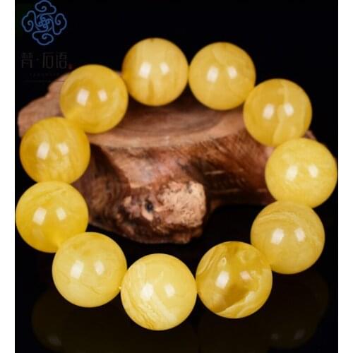 Of language Russian natural old wax hand lap nectar hand bead bracelet amber chicken oil huangbai 10 men and women