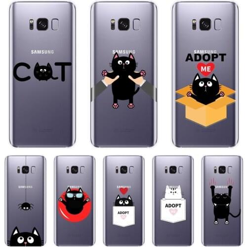 Back Cover For Samsung Galaxy S5 S6 S7 Edge S8 S9 Plus Soft Silicone Funny Cute Cat Phone Case For Samsung Galaxy Note 9 8 5 4