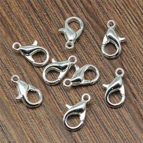 50pcs 8 Colors 12mm 10mm Metal Alloy Lobster Clasp Hooks For Necklace & Bracelet Chain DIY Fashion Jewelry Findings