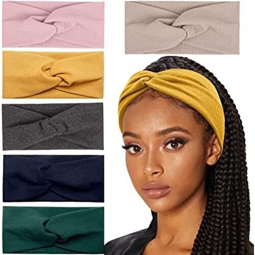 Women Headband Elastic Cross Top Knot Hairband Turban Soft Solid Hair Bands Twisted Knotted Headwrap Girls Hair Accessories 2021
