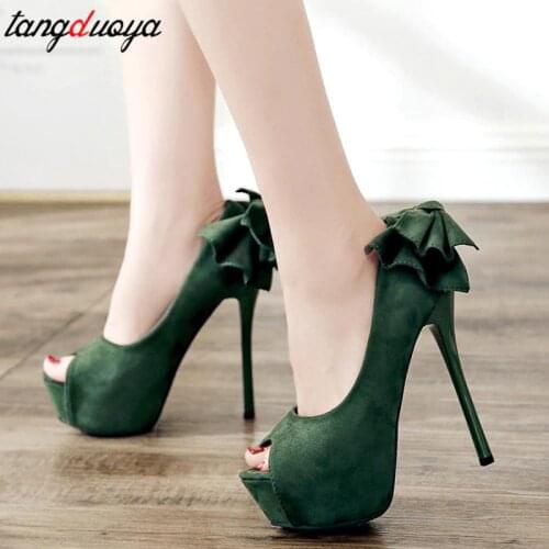 Butterfly Pumps Women Shoes Platform Pumps Peep Toe High Heels Women Shoes Wedding Party Shoes Woman sapato feminino