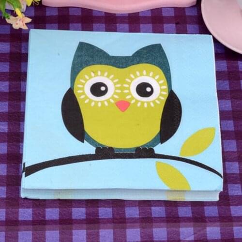 10 pcs New colored printed paper towels for foreign trade on the market, colored napkins with gorgeous owls