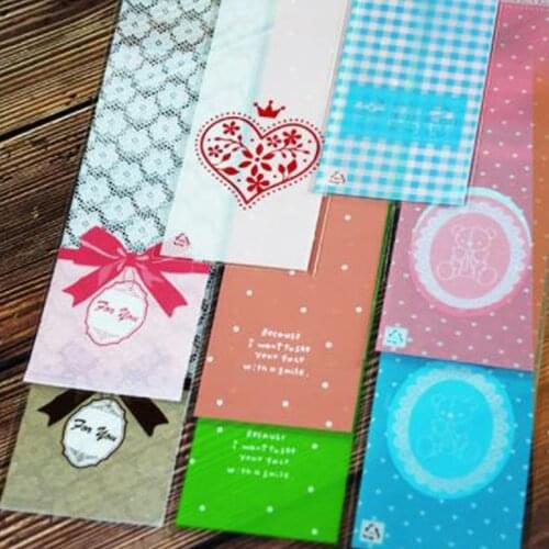 100pcs/Lot 6*20 CM Long Plastic Bag Candy Cookie Finger Biscuits Baking Packaging Wedding Party DIY Self-adhesive Gift Bags