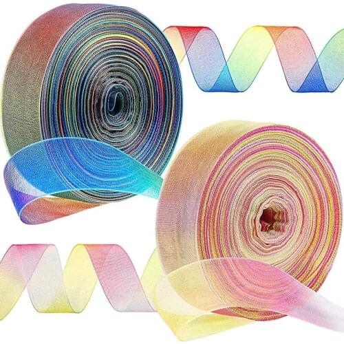 2 Rolls Ribbon 50 Yard Per 1 Inch Wide Glitter Wrapping Ribbon Wrapping Craft Hair Wedding Party Decoration Supplies