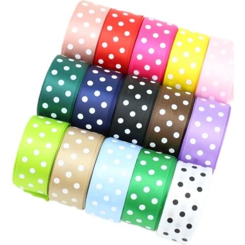 2Meters/Lot 25mm Polka Dot Printed Satin Ribbons DIY Crafts Handmade Material Party Gift Box Decoration Ribbon