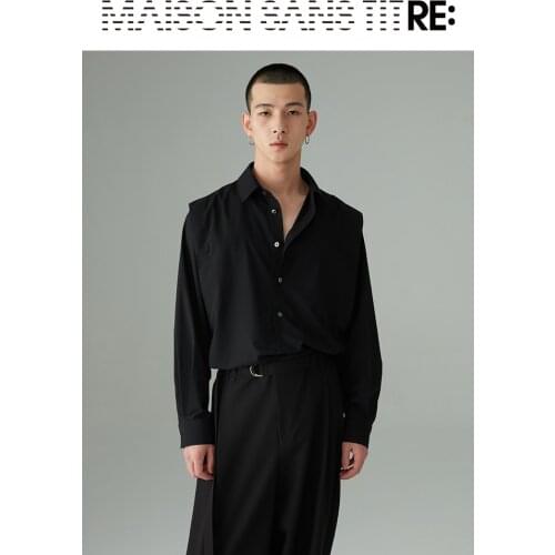 S-6XL 2021 New Men Womens clothing Hair Stylist Show Shoulder design Pullover Lapel Shirt Plus size costumes