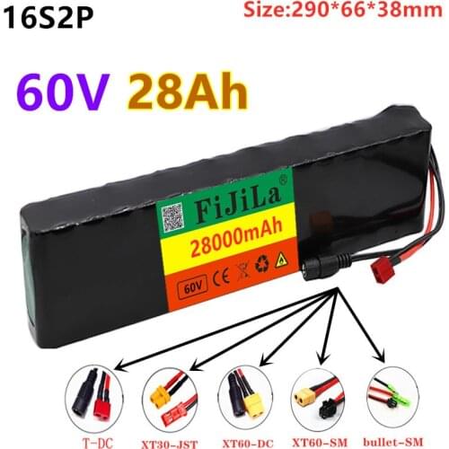 2021 New 60V 28Ah 16S2P 18650 Li-ion Battery 67.2V 28000mAh Ebike Electric Bicycle Scooter With BMS 1000Watt T Plug With