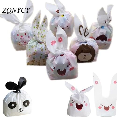 25pcs Bunny Cookies Bags Candy Biscuit Packaging Bag Birthday Wedding Favors Candy Gift Bags Easter Party Decoration Supplies