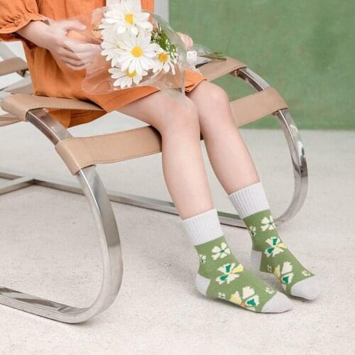 3 Pcs INS Small Flower Pattern Girls Tube Socks Cotton Breathable Cartoon Cat Boys And Girls Short Socks