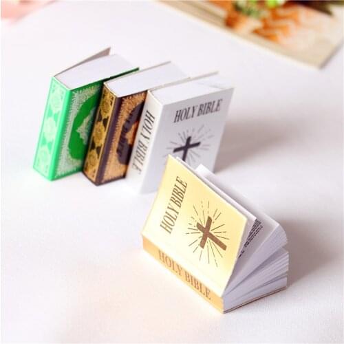 4pcs/set 1/6 Scale Miniature Dollhouse Bible Book for Blyth Barbies 1/6 Doll House Study Room Kitchen Accessories