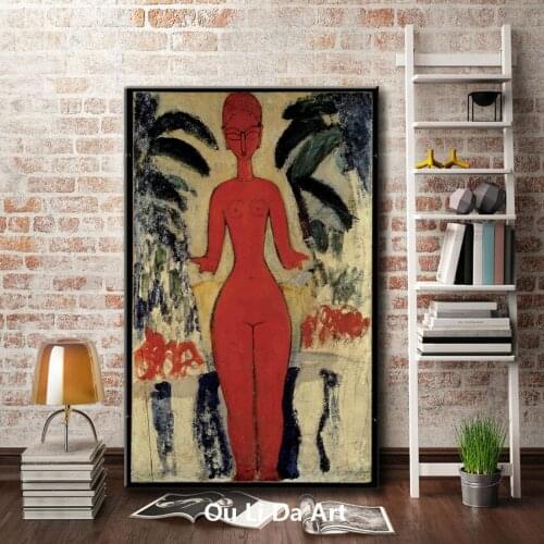 Abstract red nude woman landscape oil painting printed on canvas canvas printings wall art decoration pictures