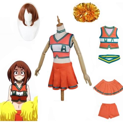 Anime My Hero Academia Cheerleading Uniform Ochako Tsuyu bnha Anime Cosplay Costume Uniform Girls Halloween Dressed