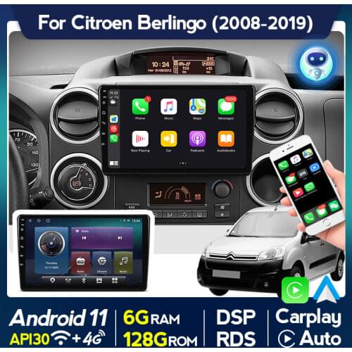 6G+128G Android 11 Car Radio Stereo For Citroen Berlingo 2 B9 2008-2019 PEUGEOT PG 3008 5008 Partner Multimedia GPS Carplay AUTO