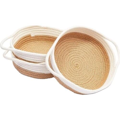 White Woven Fruit Basket Set With Handles (9.8 X 8.7 X 2.8Inch,3Pack)