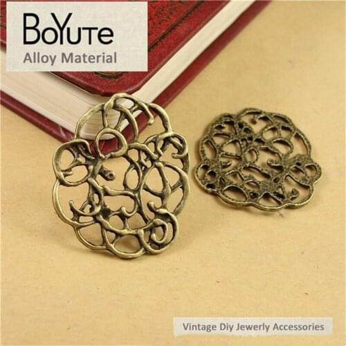 BoYuTe (60 Pieces/Lot) 33*29MM Antique Bronze Plated Zinc Alloy Materials Flower Vine Pendant for Jewelry Making Accessories