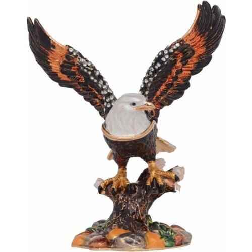 Bald Eagles Trinket & Jewelry Box Bird Figurine Pewter Collectible Novelty Gifts for Women Bird Decoration Necklace Holder Metal