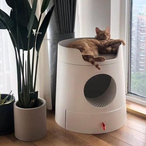 Splash-proof Plastic Cats Litter Box Drawer Type Cat Bedpans Sand Basin Supply Closed Kitten Indoor Toilet Pets Sandbox Products