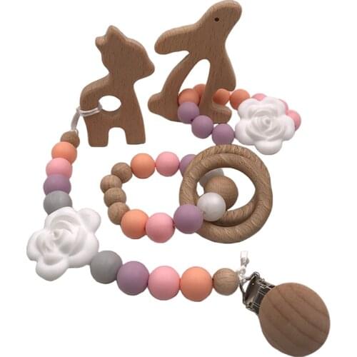 Baby Teething Toys BPA Free Silicone Teether with Pacifier Clip Holder for Babies Boys Girls Infant Shower Gift
