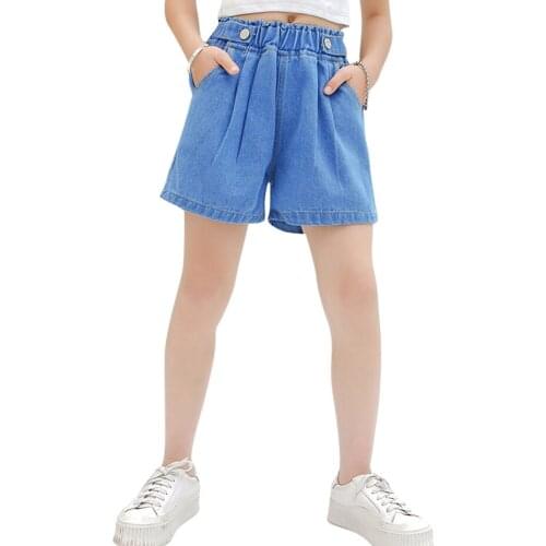Jeans For Girls Solid Color Girls Short Jeans Pants Summer Jeans For Children Casual Style Clothes For Girls 6 8 10 12 14