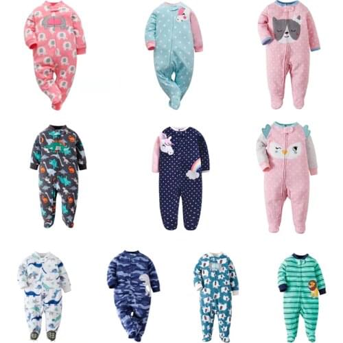 NEWBORN BABY GIRL JUMPSUIT cartoon unicorn winter clothes long sleeve footies new born boy sleep pajamas 0-12 month costume