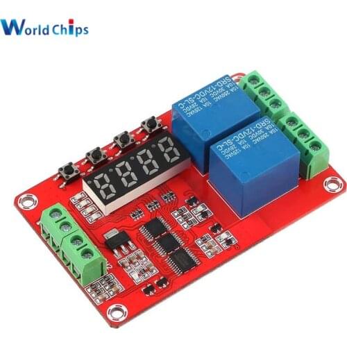 Multi-Function DC 5V 12V 24V Time Delay Relay Module 2 CH with Self-Locking Cycle Timing PLC Control LED Display for Smart Home