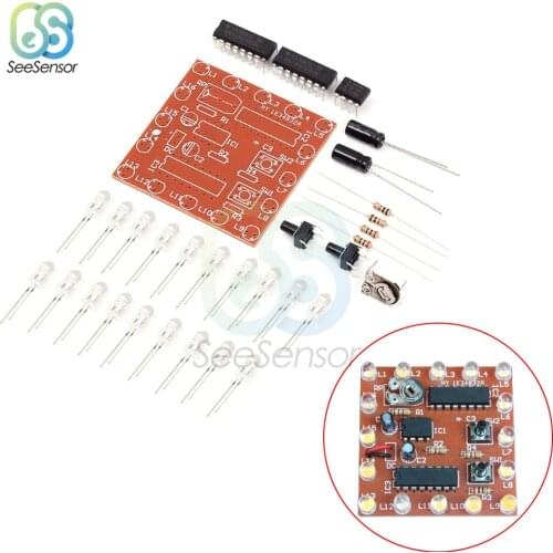 Electronic DIY Kit Flashing Lights NE555+74HC595 Practice Learning Kits Suite 16Bit Light Water Flowing Lights LED Module Kit