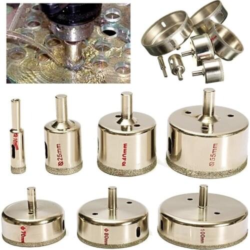 10/25/40/55/70/85/100 mm 7PCS Large Diamond Hole Saw Tile Ceramic Glass Porcelain Marble Drill Bit Set